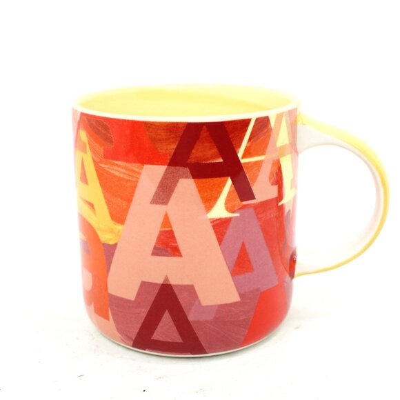 Anthropologie “A” Mug Lottie Monogram Letter A Coffee Tea Mug Orange Multicolor - Picture 3 of 6